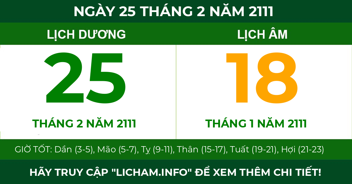 lịch âm ngày 25 tháng 2 năm 2111