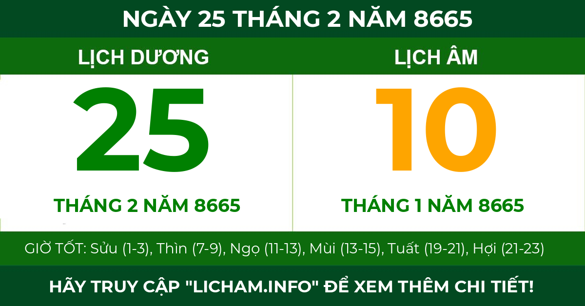 lịch âm ngày 25 tháng 2 năm 8665