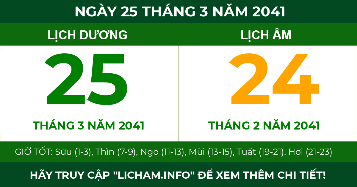 lịch âm ngày 25 tháng 3 năm 2041