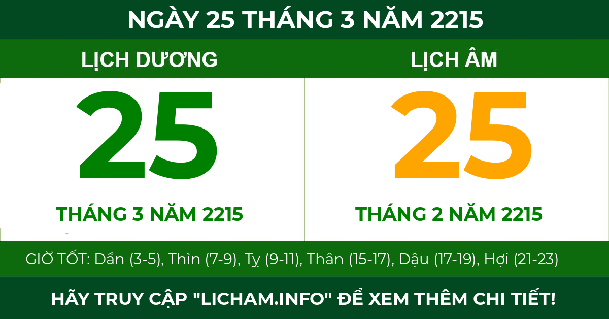 lịch âm ngày 25 tháng 3 năm 2215