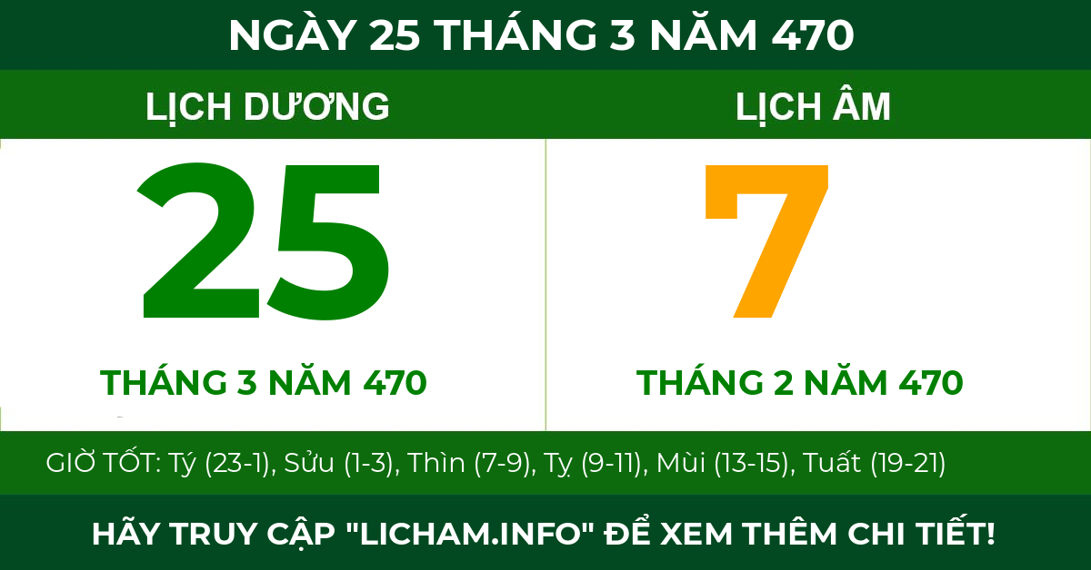 lịch âm ngày 25 tháng 3 năm 470