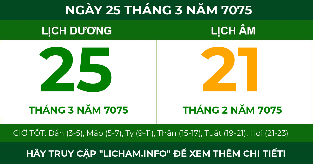 lịch âm ngày 25 tháng 3 năm 7075