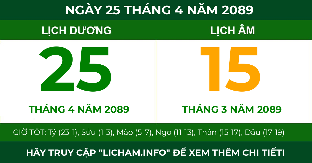 lịch âm ngày 25 tháng 4 năm 2089