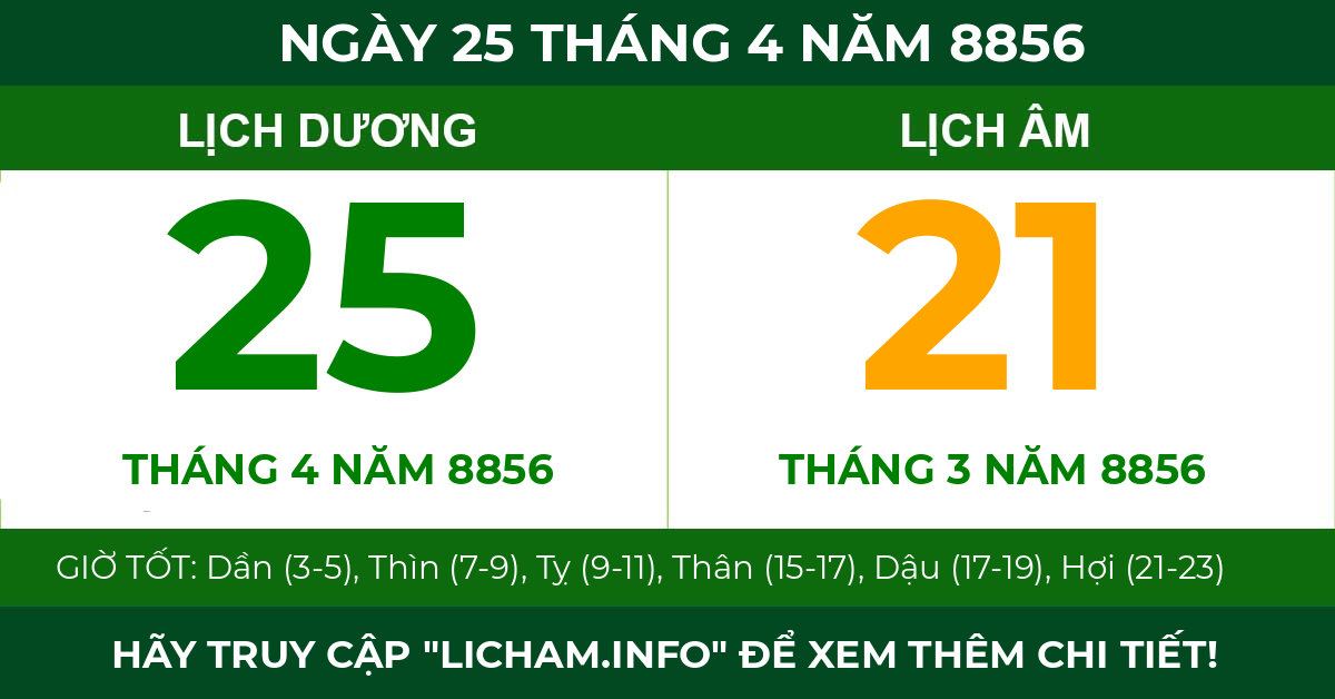 lịch âm ngày 25 tháng 4 năm 8856