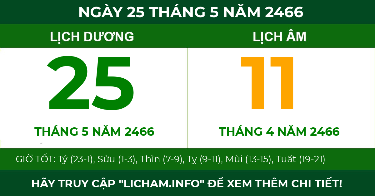 lịch âm ngày 25 tháng 5 năm 2466