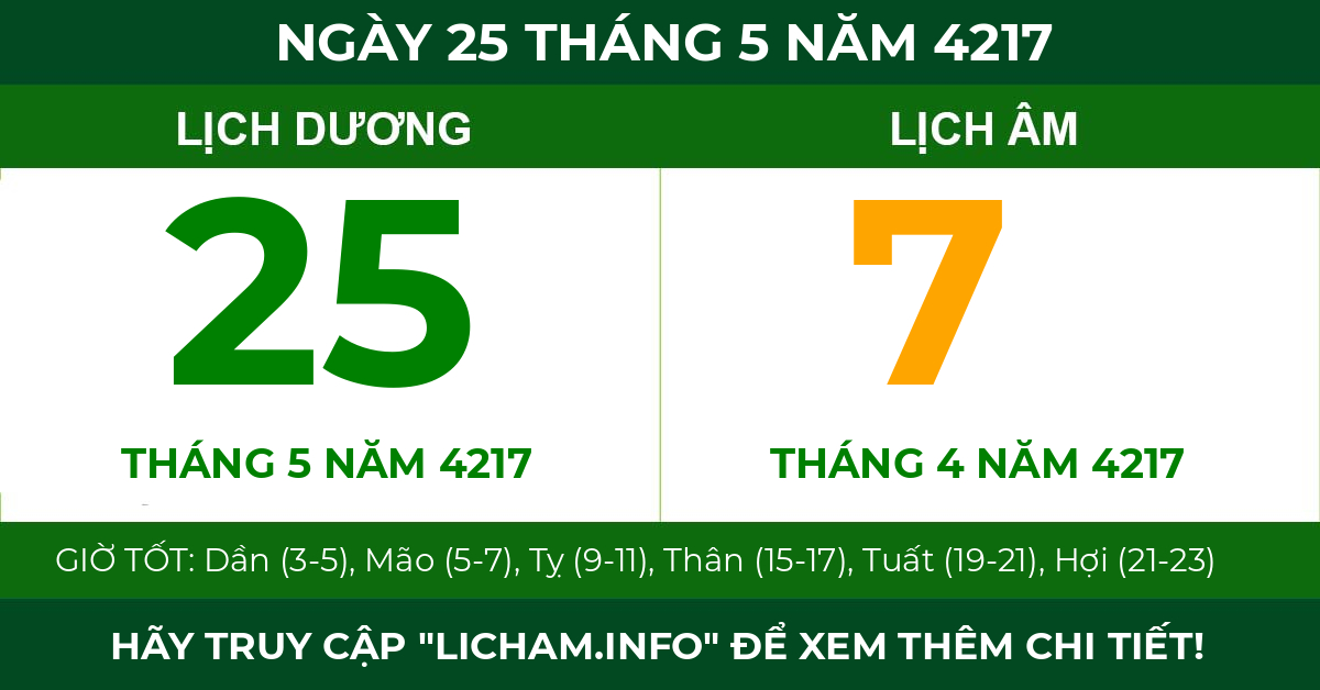 lịch âm ngày 25 tháng 5 năm 4217