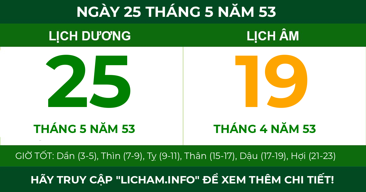 lịch âm ngày 25 tháng 5 năm 53