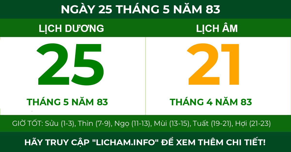 lịch âm ngày 25 tháng 5 năm 83
