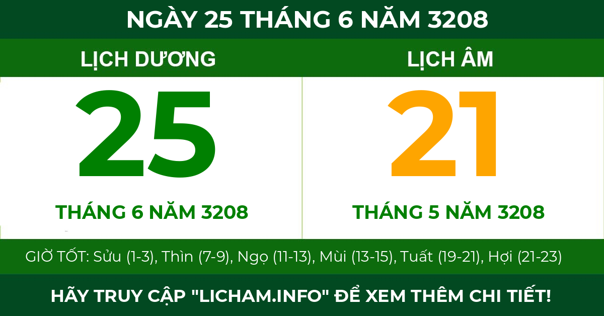 lịch âm ngày 25 tháng 6 năm 3208