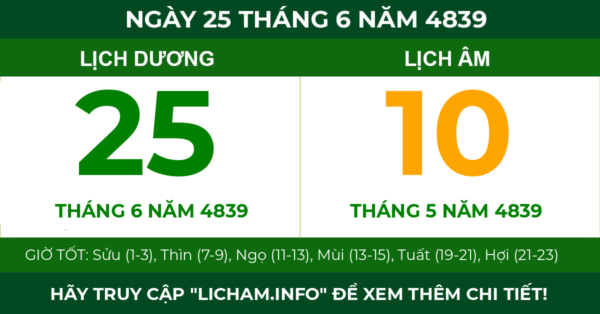 lịch âm ngày 25 tháng 6 năm 4839