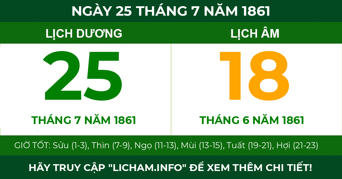 lịch âm ngày 25 tháng 7 năm 1861