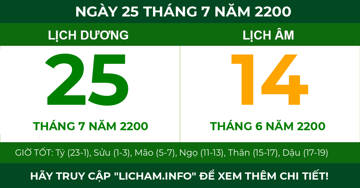 lịch âm ngày 25 tháng 7 năm 2200