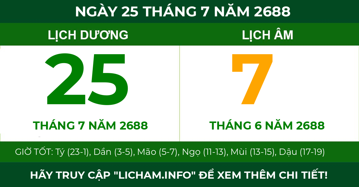 lịch âm ngày 25 tháng 7 năm 2688