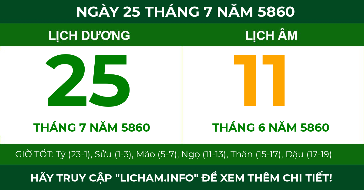 lịch âm ngày 25 tháng 7 năm 5860