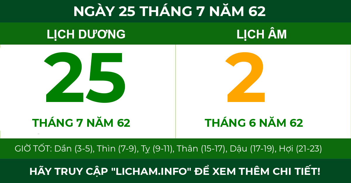 lịch âm ngày 25 tháng 7 năm 62