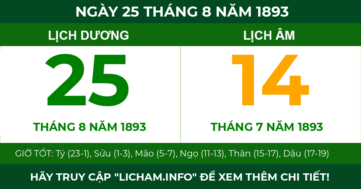 lịch âm ngày 25 tháng 8 năm 1893