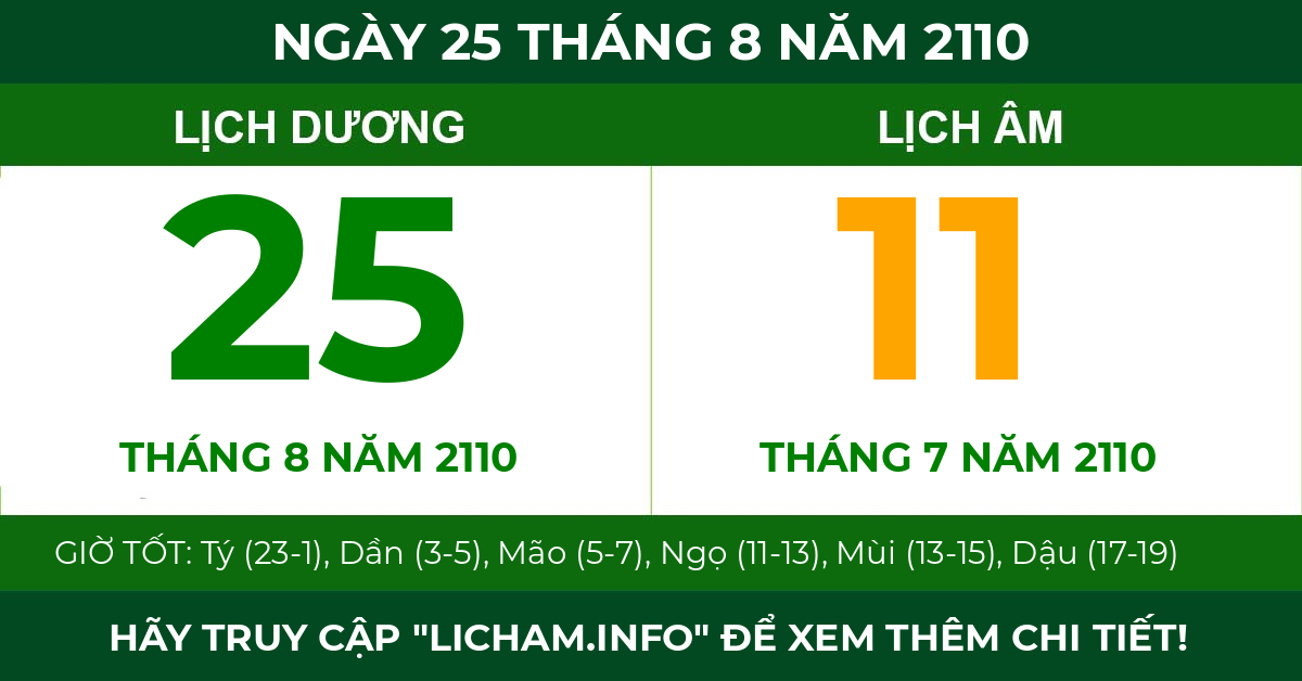 lịch âm ngày 25 tháng 8 năm 2110