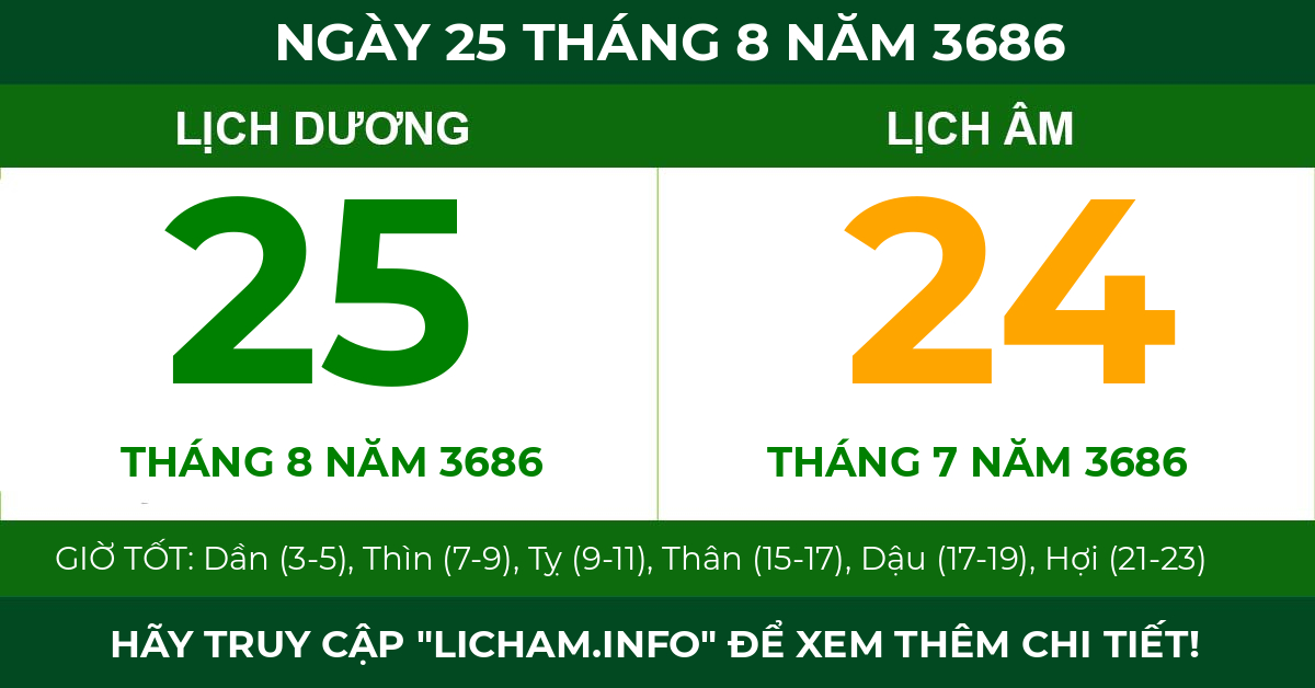 lịch âm ngày 25 tháng 8 năm 3686
