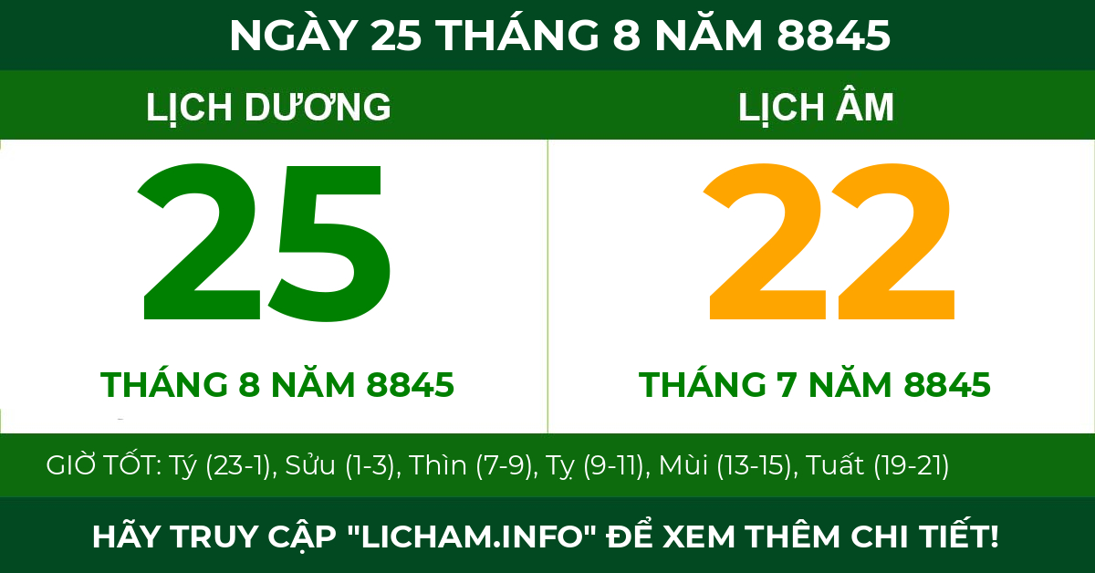lịch âm ngày 25 tháng 8 năm 8845