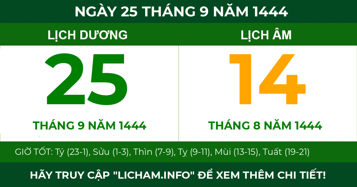 lịch âm ngày 25 tháng 9 năm 1444
