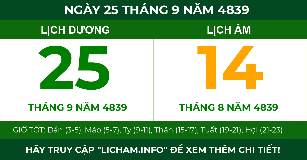 lịch âm ngày 25 tháng 9 năm 4839