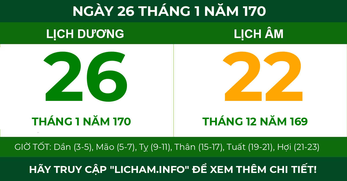 lịch âm ngày 26 tháng 1 năm 170