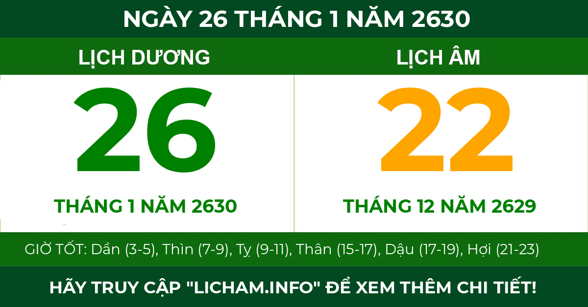 lịch âm ngày 26 tháng 1 năm 2630