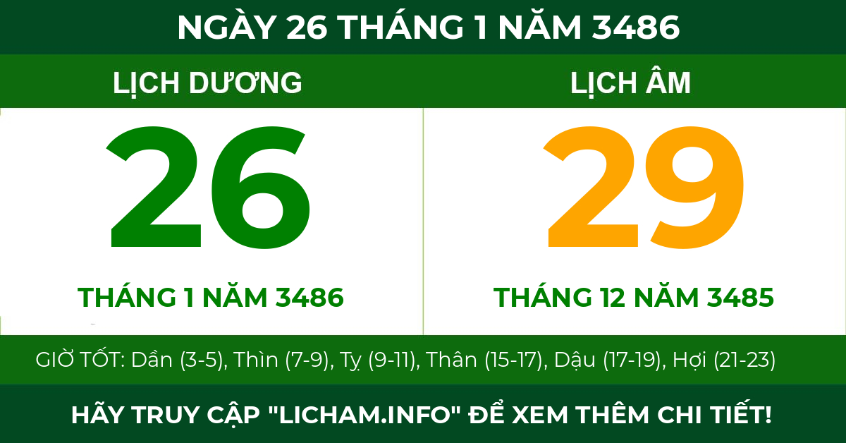 lịch âm ngày 26 tháng 1 năm 3486