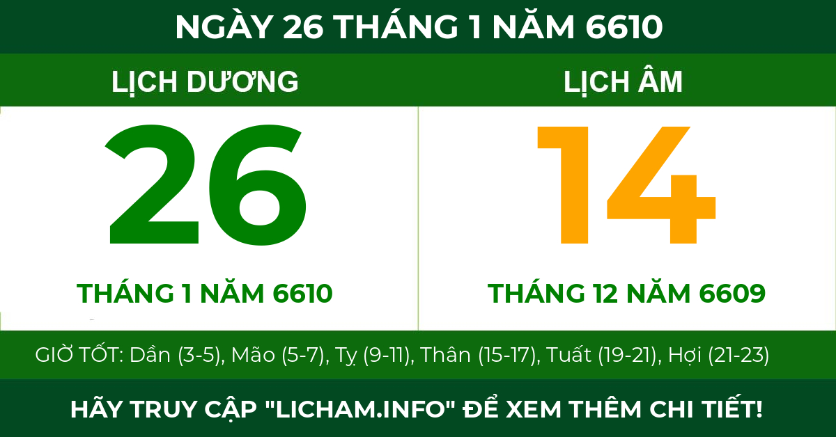 lịch âm ngày 26 tháng 1 năm 6610