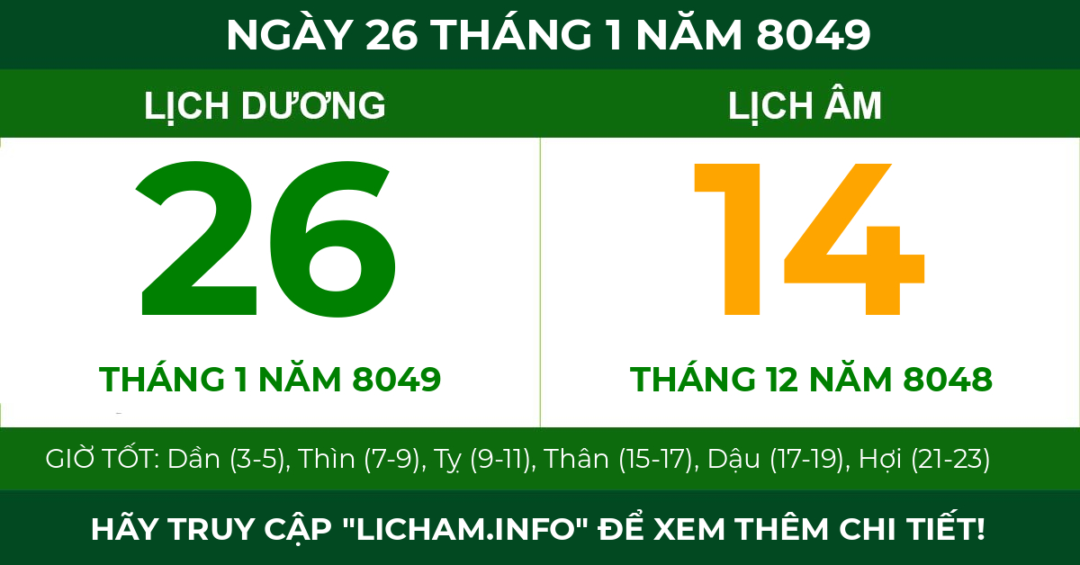 lịch âm ngày 26 tháng 1 năm 8049