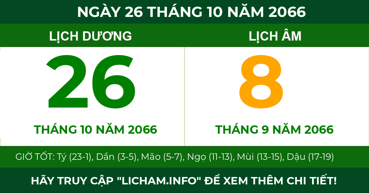 lịch âm ngày 26 tháng 10 năm 2066