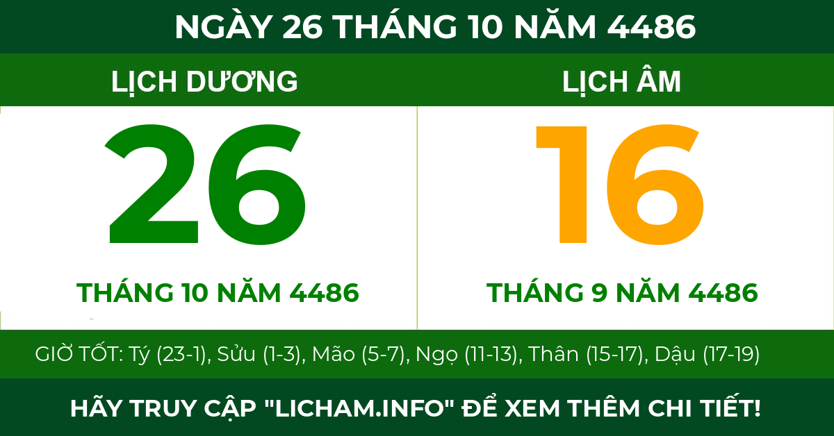 lịch âm ngày 26 tháng 10 năm 4486