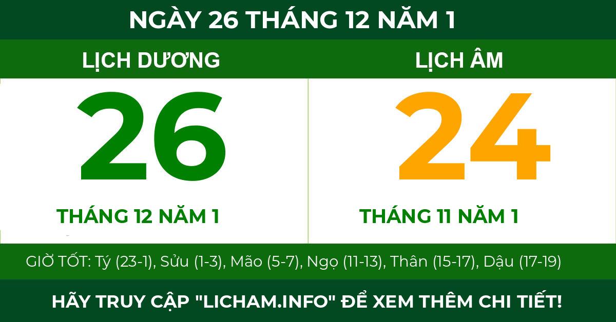 lịch âm ngày 26 tháng 12 năm 1