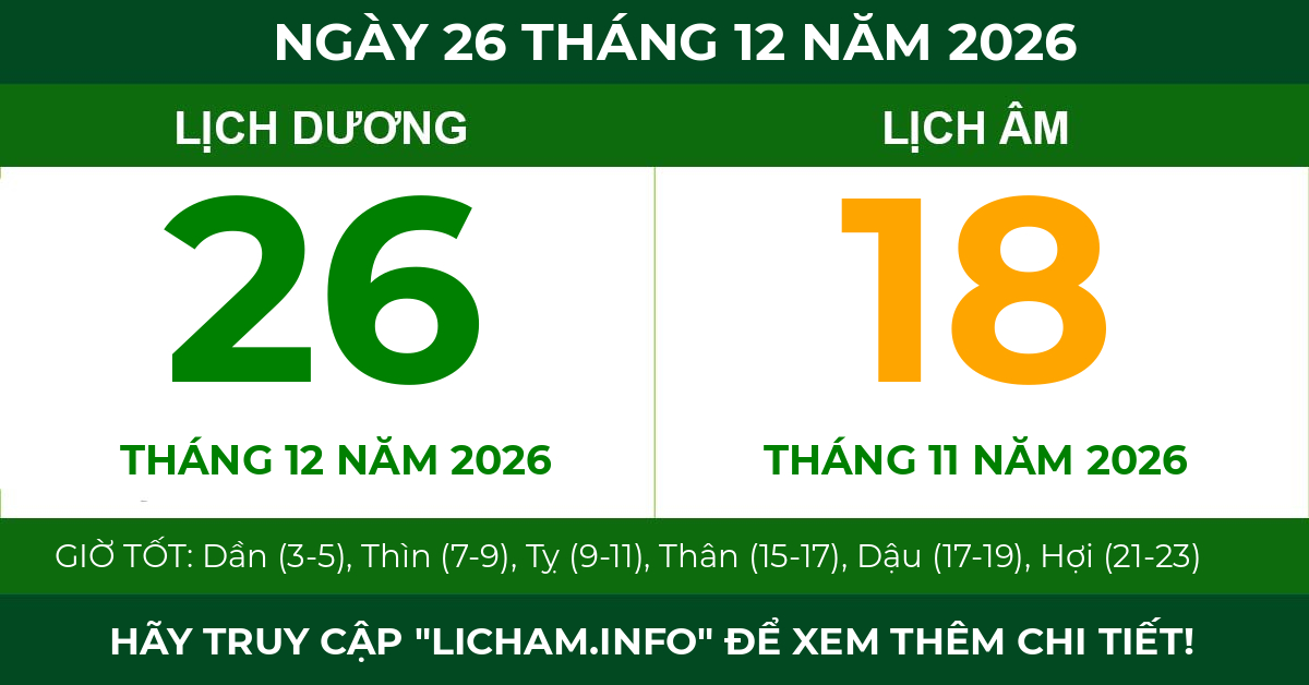 lịch âm ngày 26 tháng 12 năm 2026