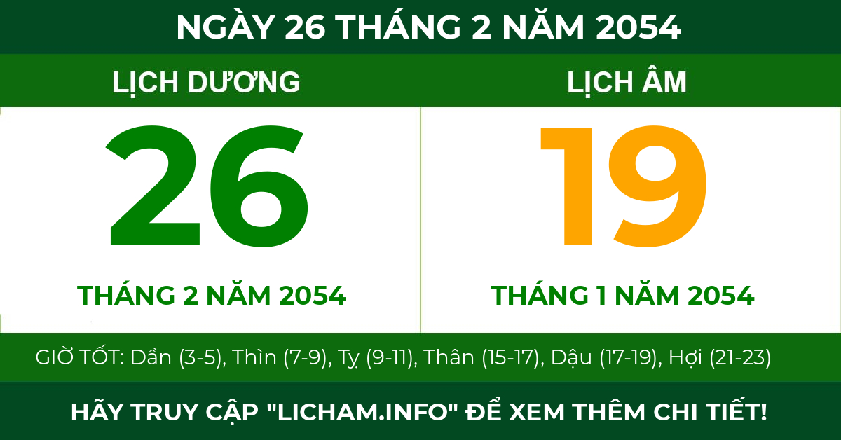 lịch âm ngày 26 tháng 2 năm 2054