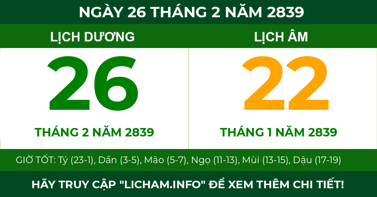 lịch âm ngày 26 tháng 2 năm 2839