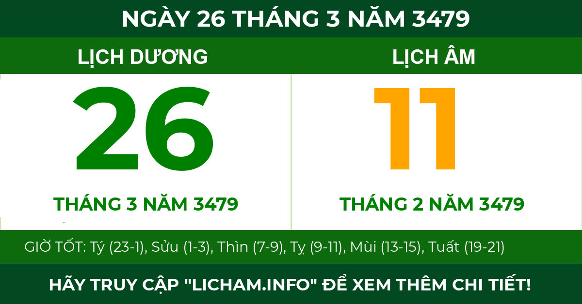 lịch âm ngày 26 tháng 3 năm 3479