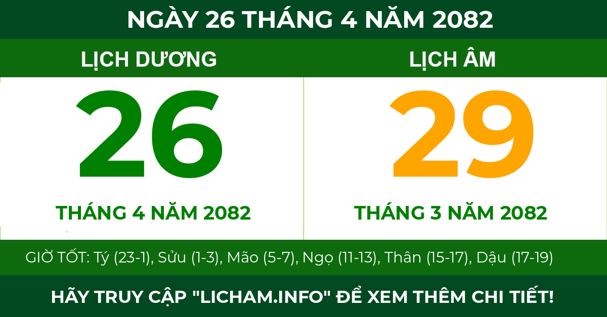 lịch âm ngày 26 tháng 4 năm 2082