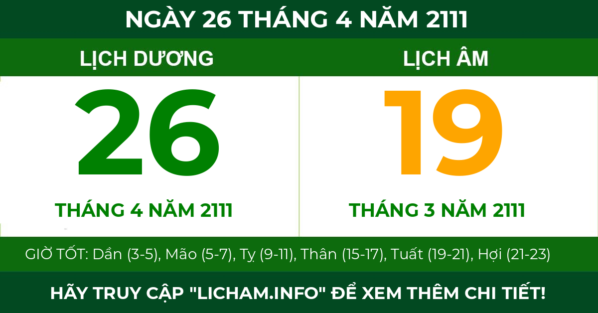 lịch âm ngày 26 tháng 4 năm 2111