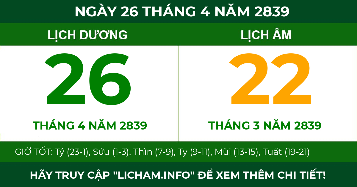 lịch âm ngày 26 tháng 4 năm 2839