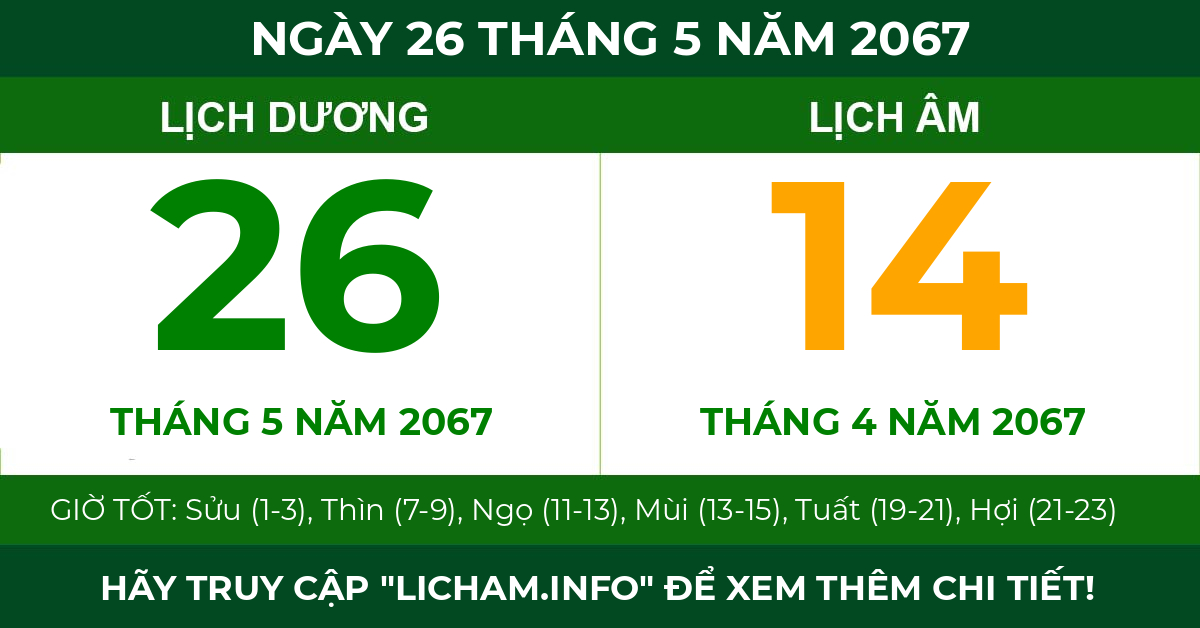 lịch âm ngày 26 tháng 5 năm 2067