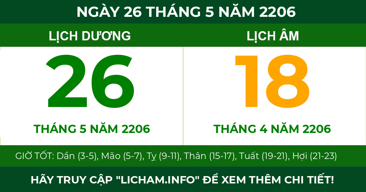 lịch âm ngày 26 tháng 5 năm 2206