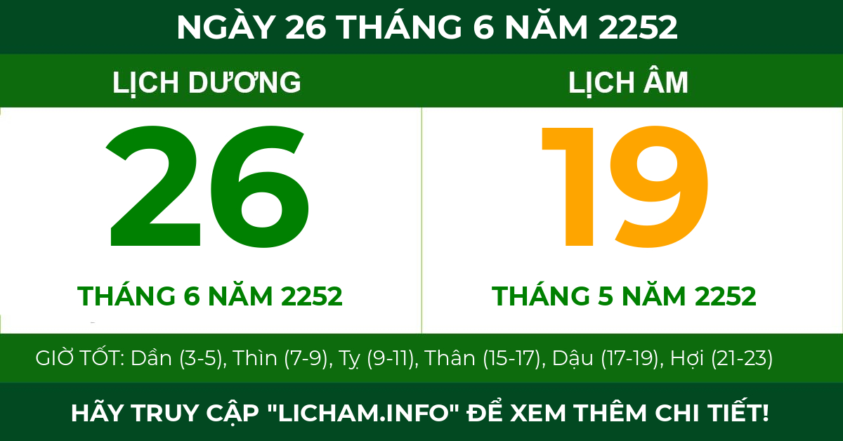 lịch âm ngày 26 tháng 6 năm 2252