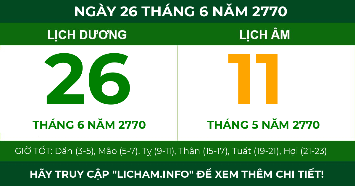 lịch âm ngày 26 tháng 6 năm 2770