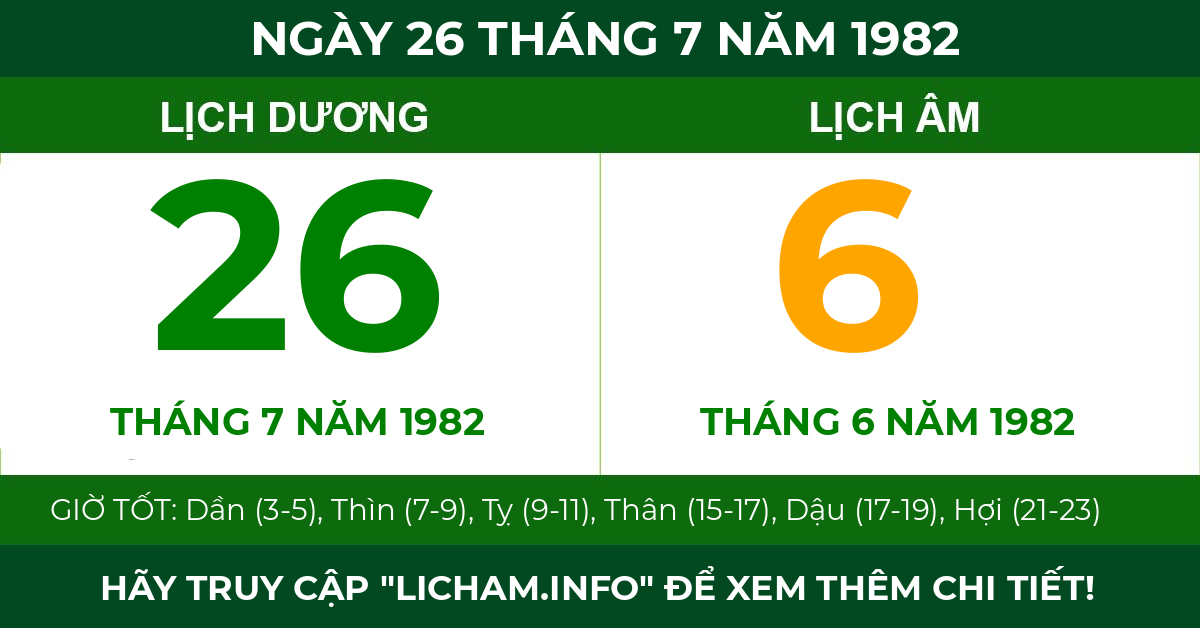 lịch âm ngày 26 tháng 7 năm 1982