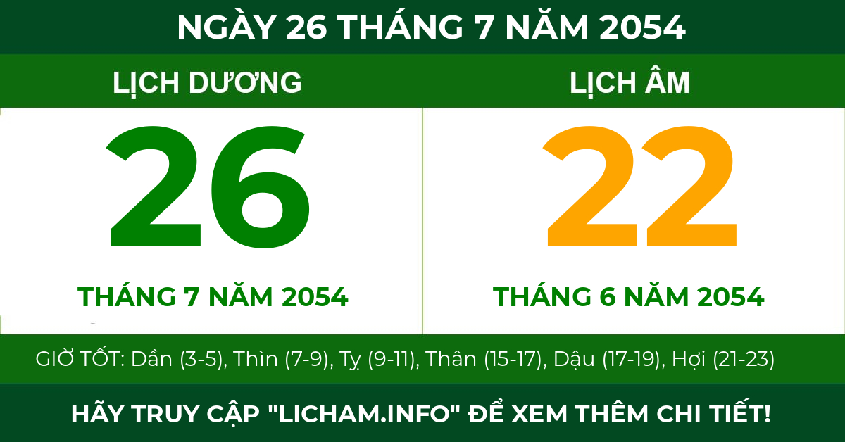 lịch âm ngày 26 tháng 7 năm 2054