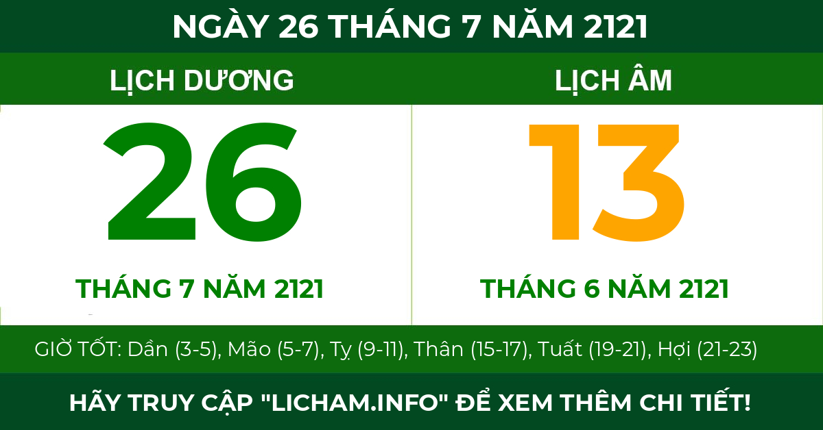 lịch âm ngày 26 tháng 7 năm 2121
