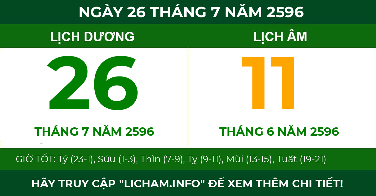 lịch âm ngày 26 tháng 7 năm 2596