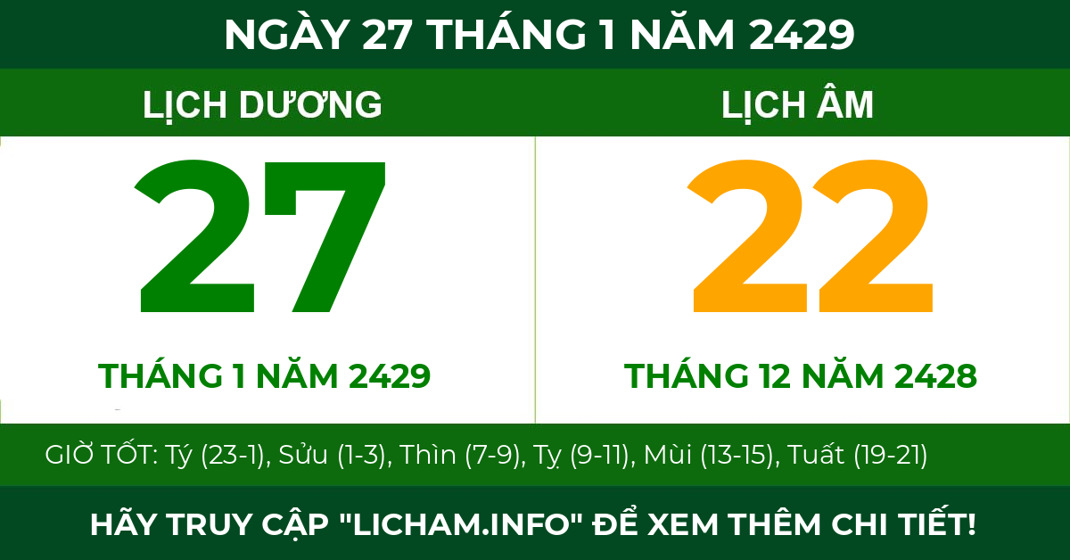 lịch âm ngày 27 tháng 1 năm 2429