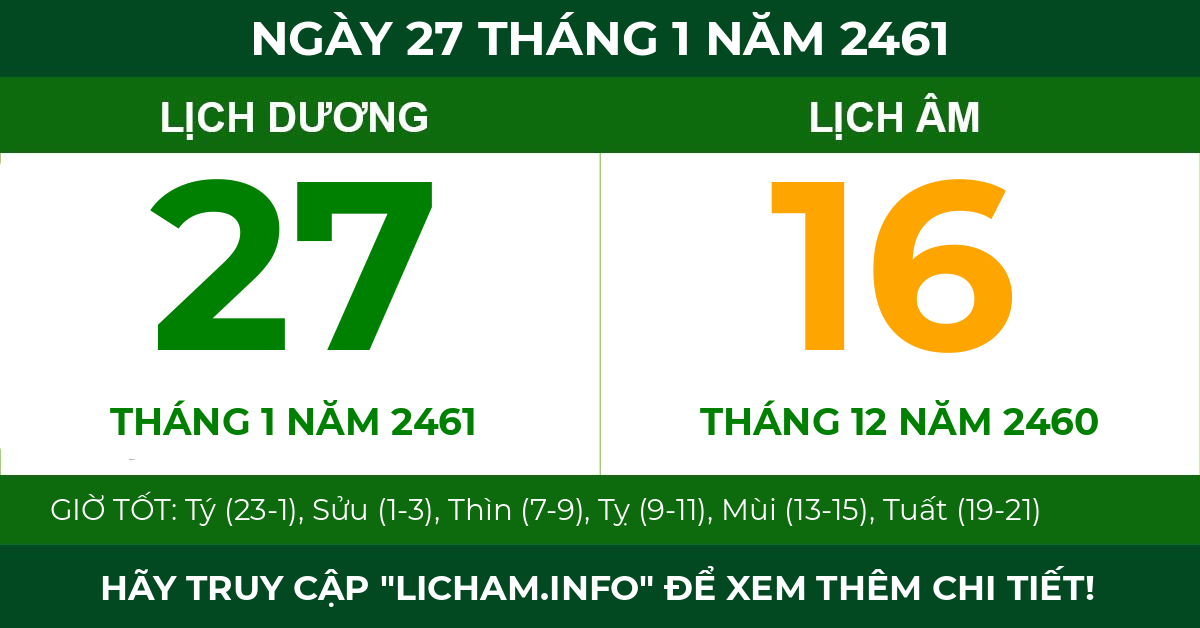 lịch âm ngày 27 tháng 1 năm 2461